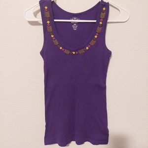 Old Navy, purple beaded tank, Medium